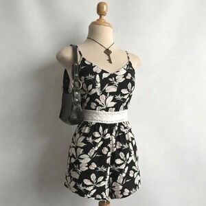 Floral Romper Stretchy Black and white SMALL spring Summer Loose and Flowy